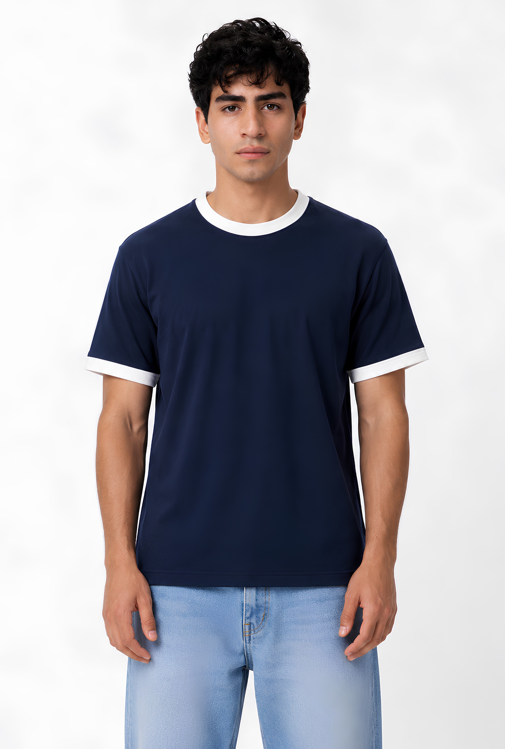 CONTRAST TRIM TEE - NAVY