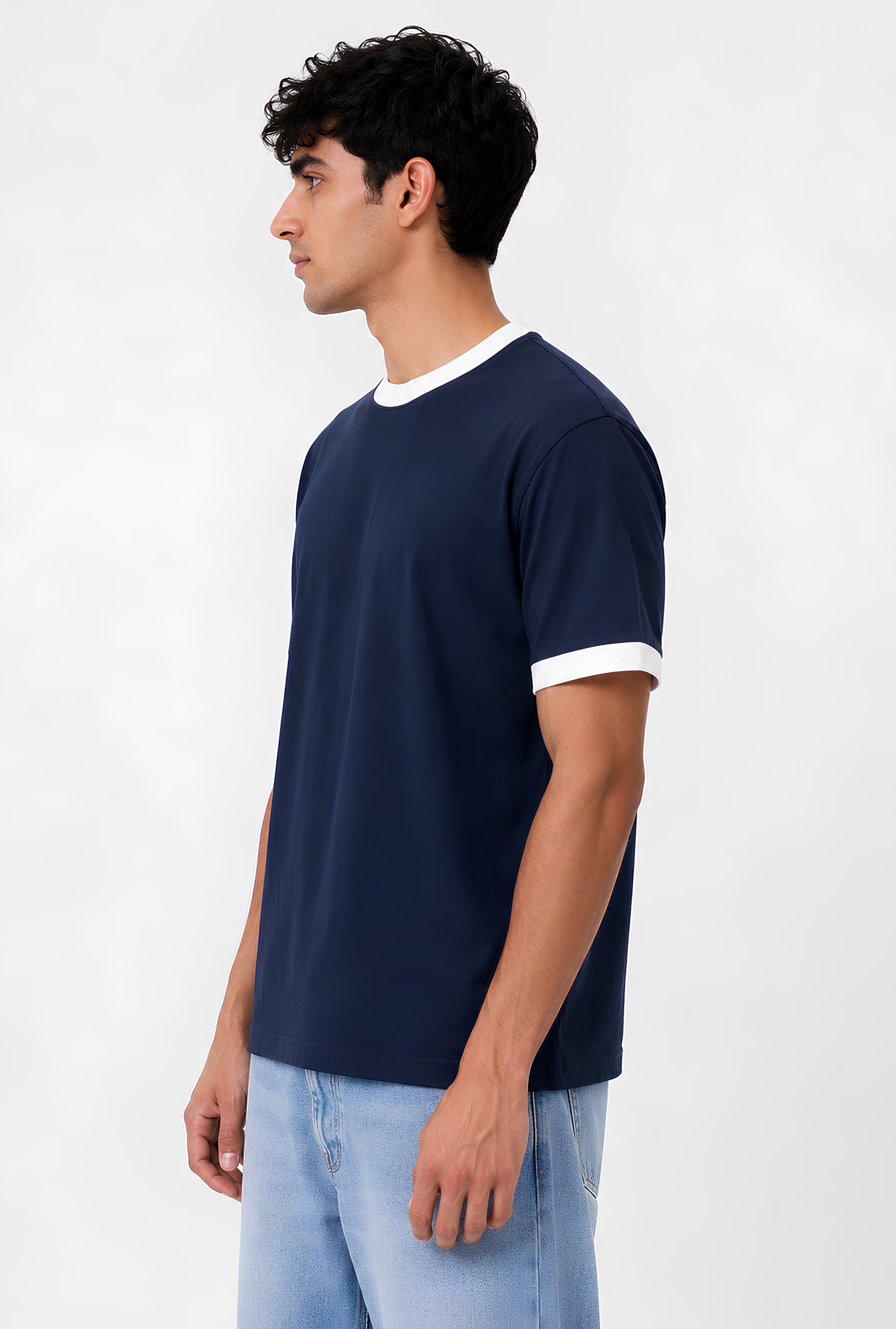 CONTRAST TRIM TEE - NAVY