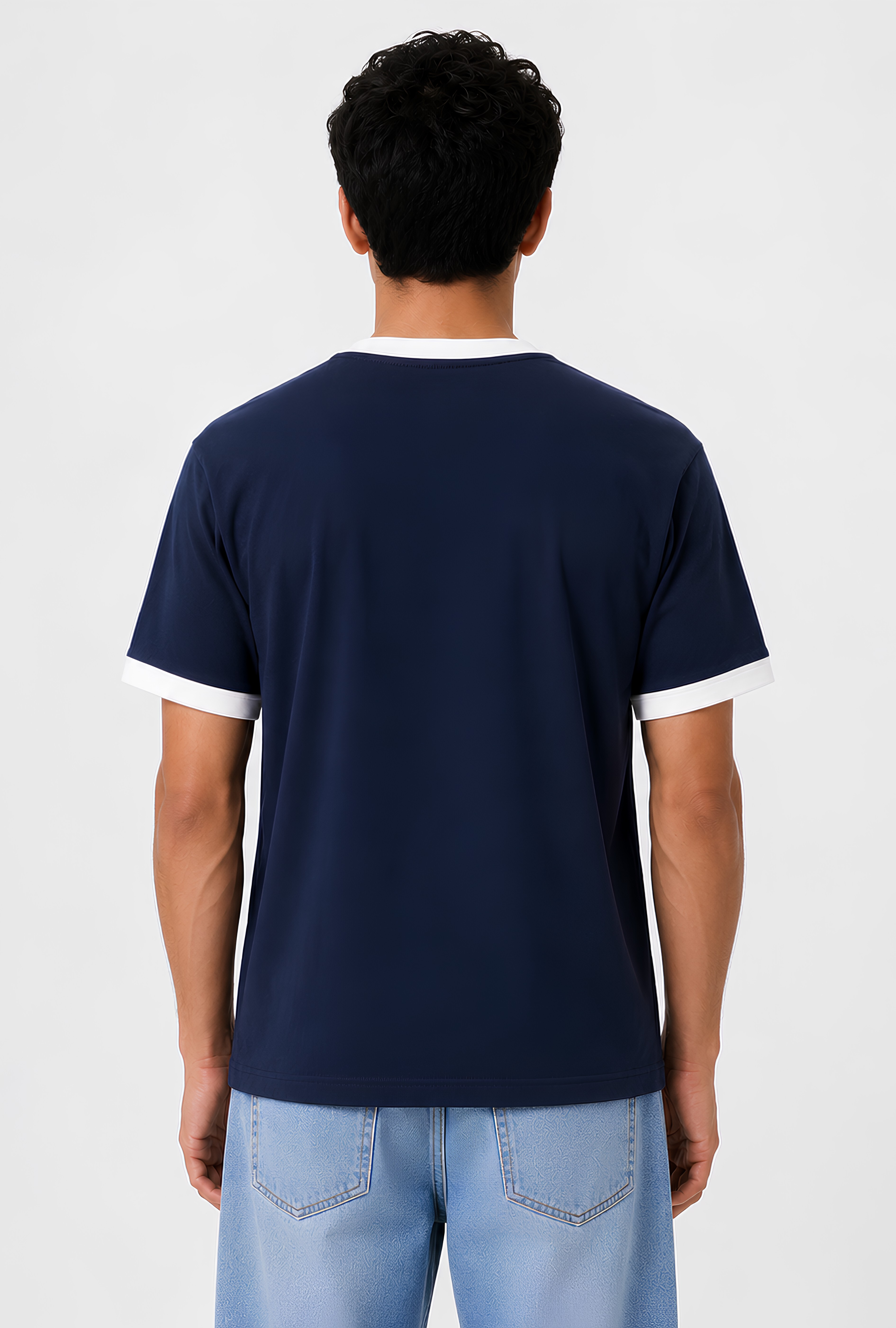 CONTRAST TRIM TEE - NAVY
