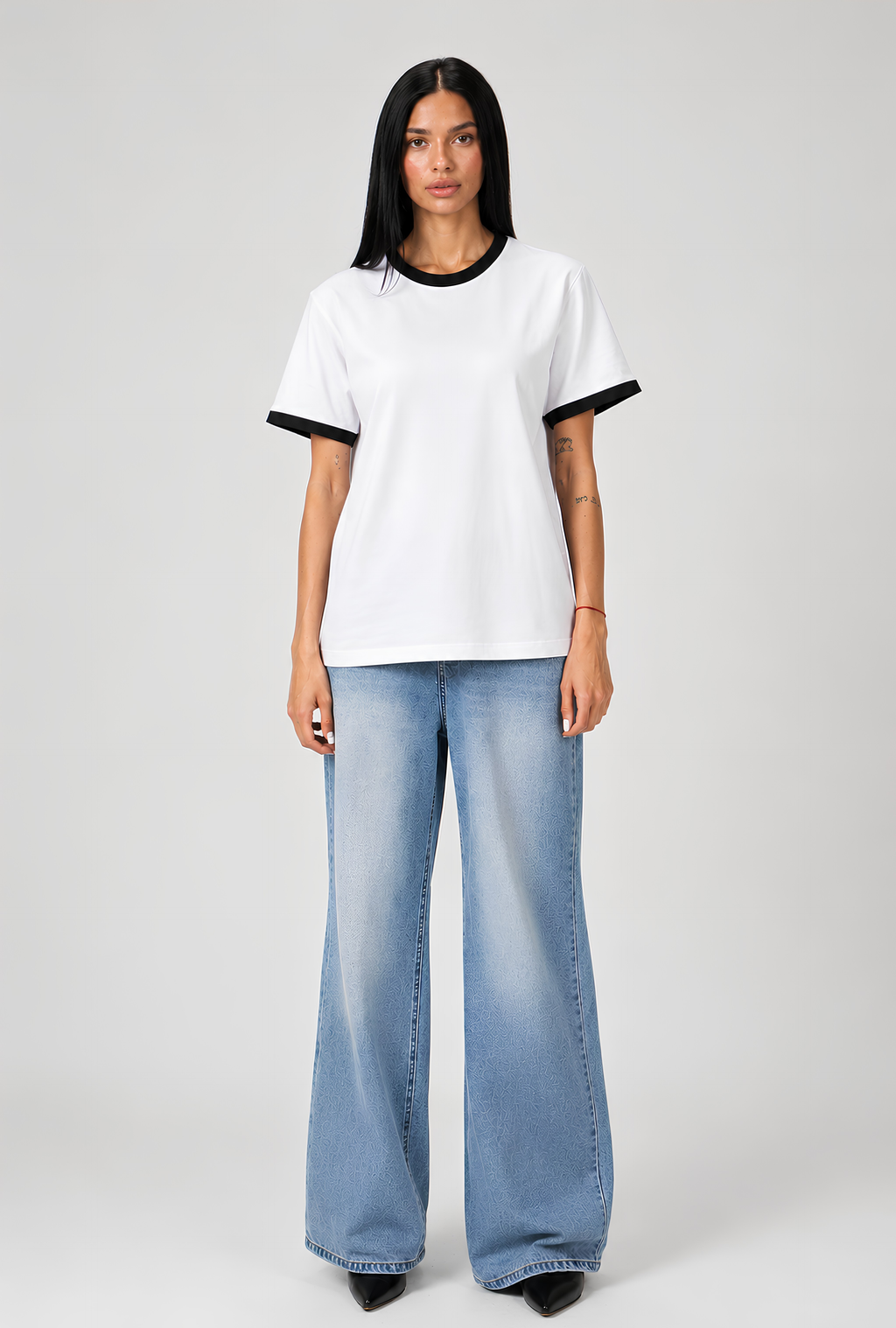 CONTRAST TRIM TEE - WHITE X BLACK