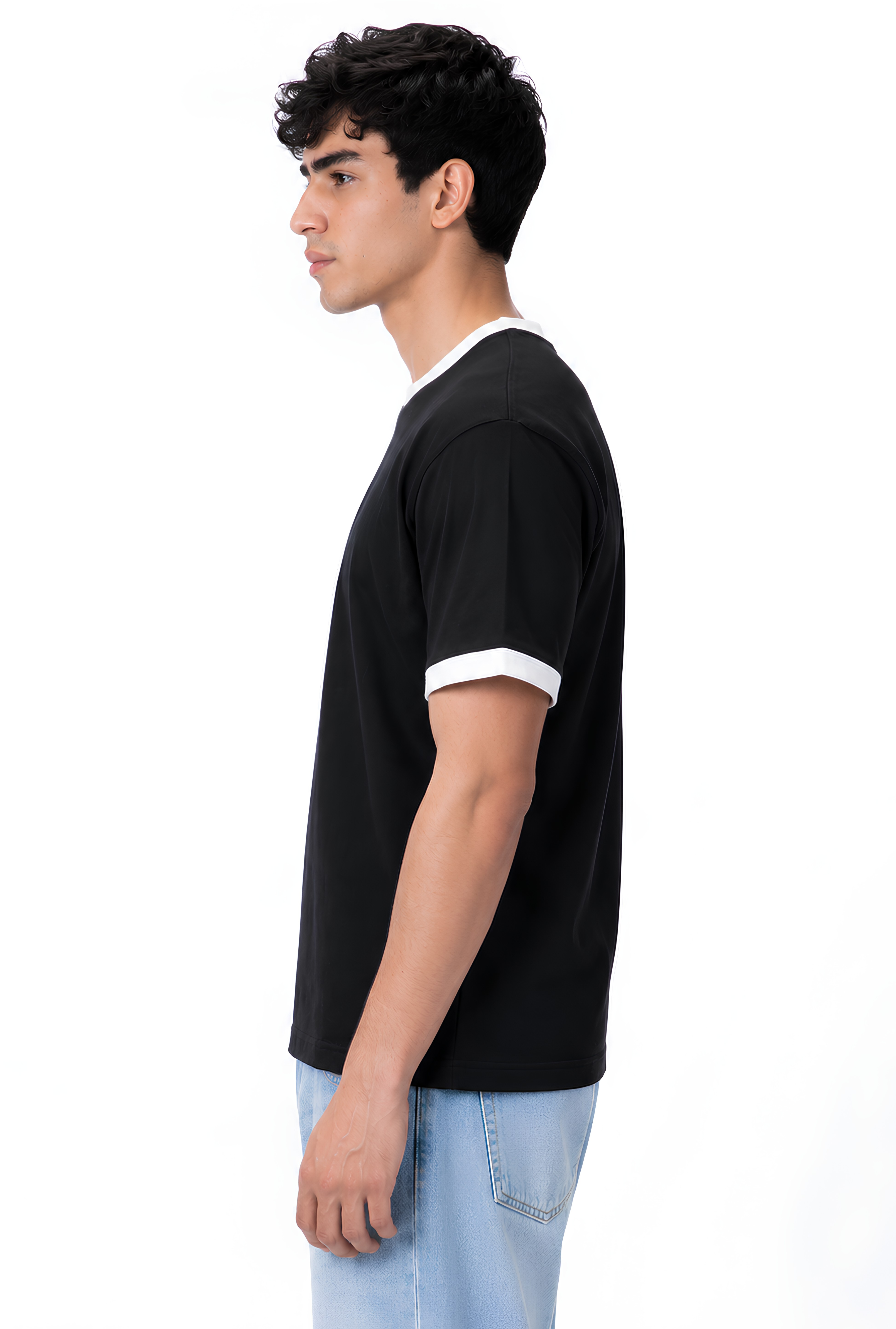 CONTRAST TRIM TEE - BLACK