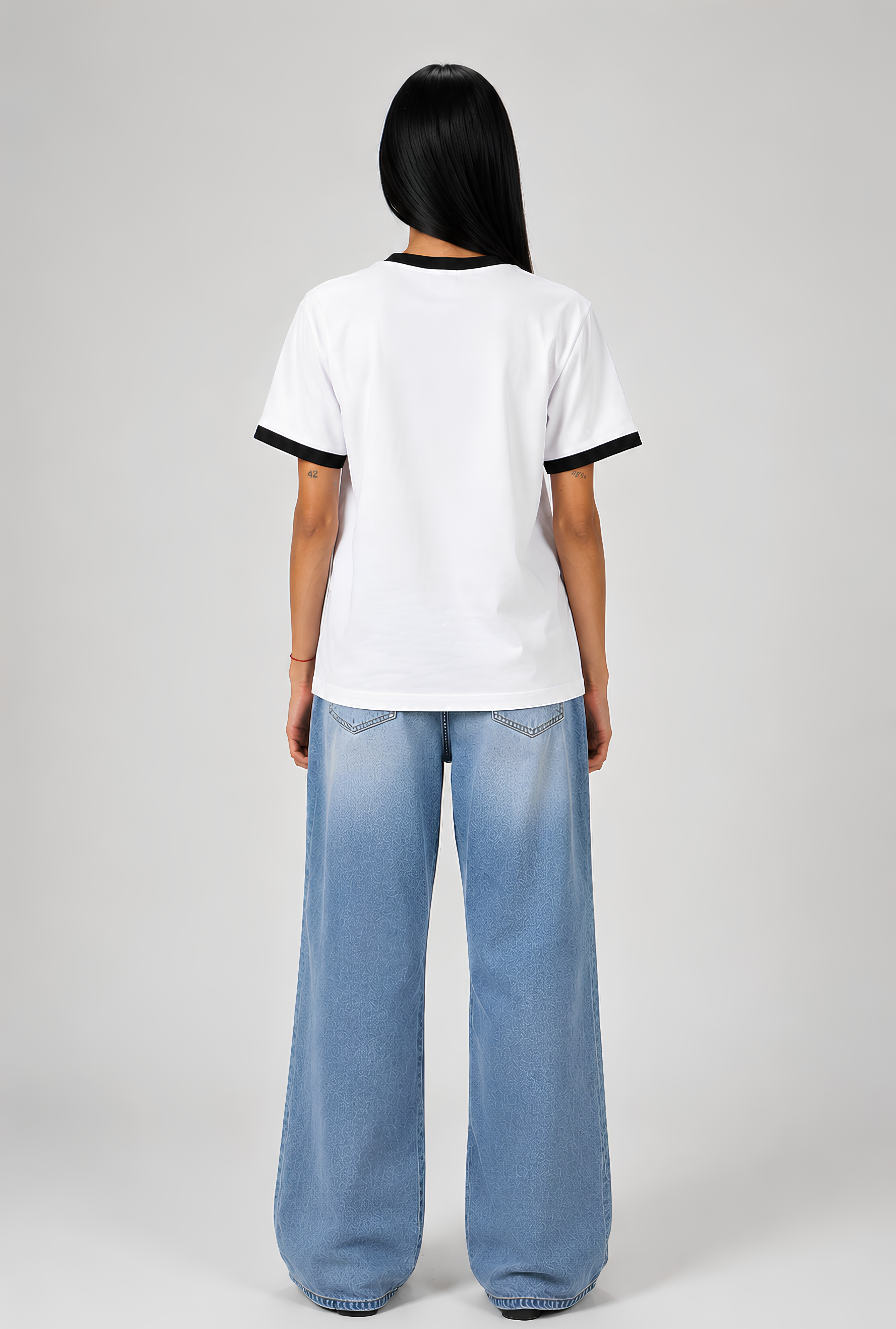 CONTRAST TRIM TEE - WHITE X BLACK