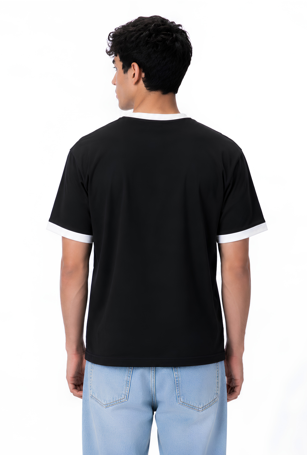 CONTRAST TRIM TEE - BLACK