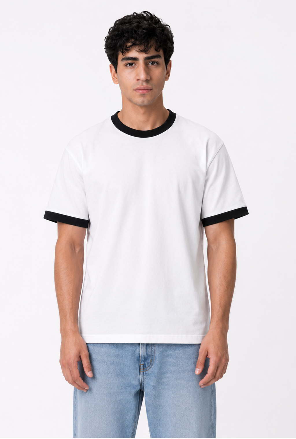 CONTRAST TRIM TEE - WHITE X BLACK