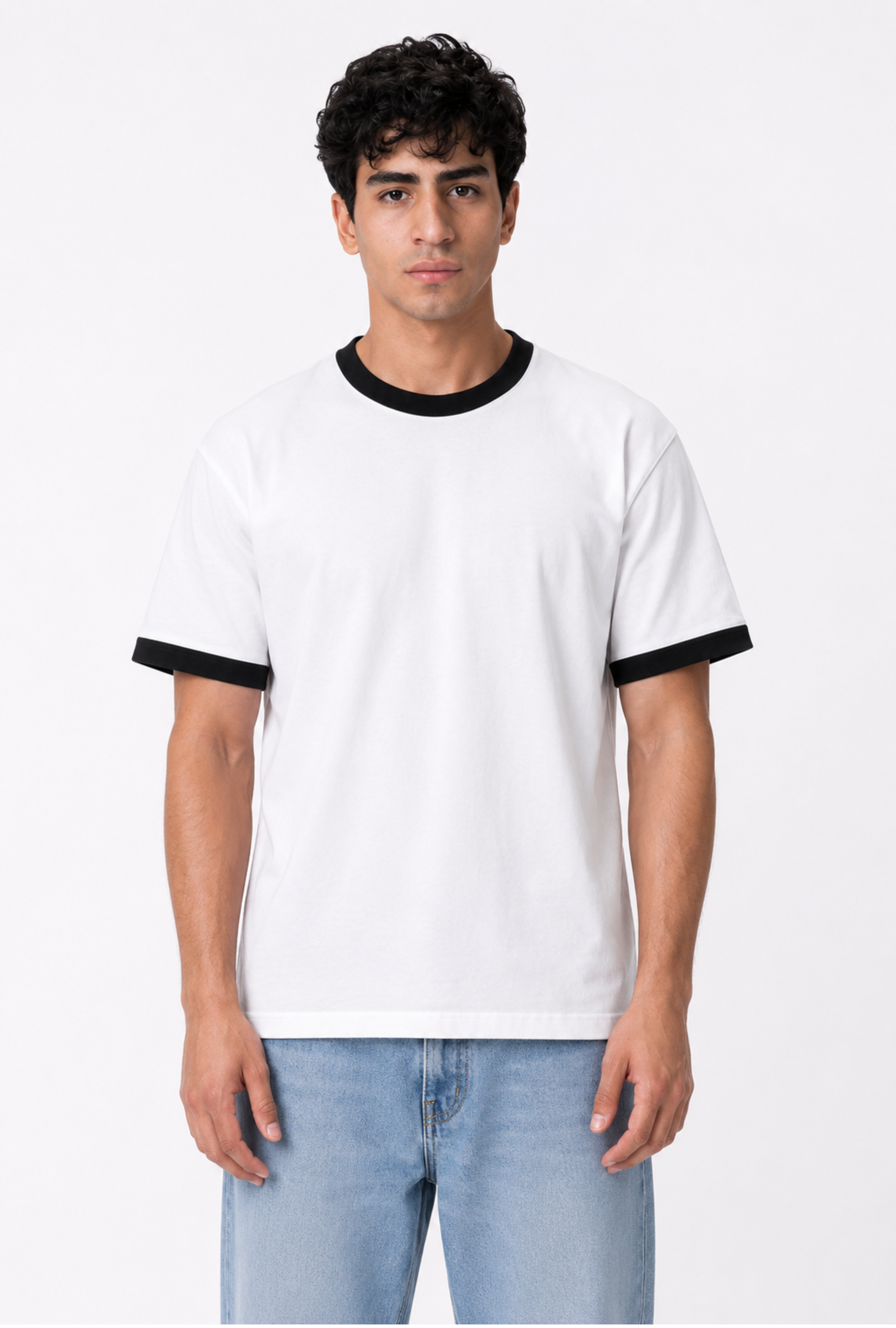 CONTRAST TRIM TEE - WHITE X BLACK