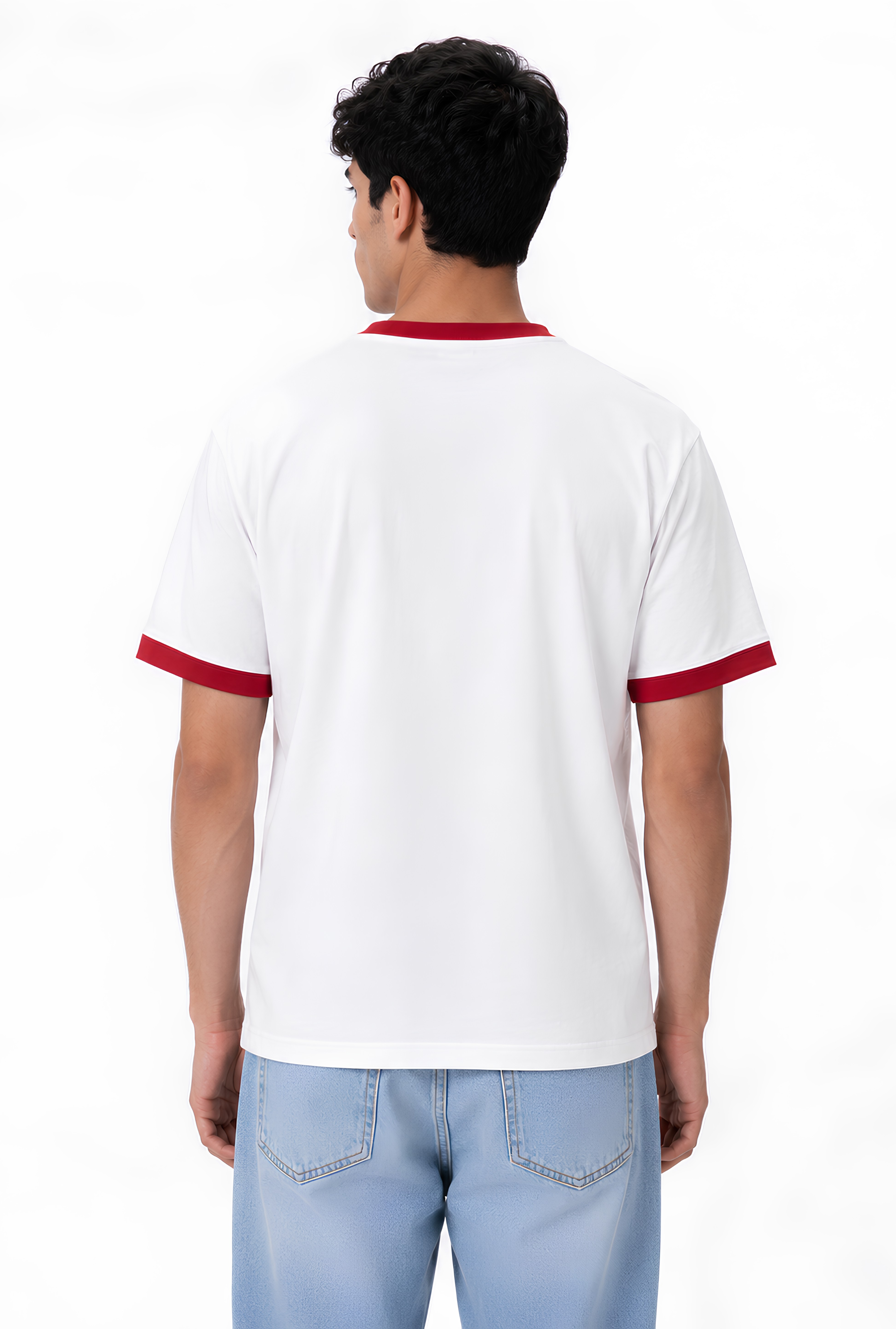 CONTRAST TRIM TEE - WHITE X RED