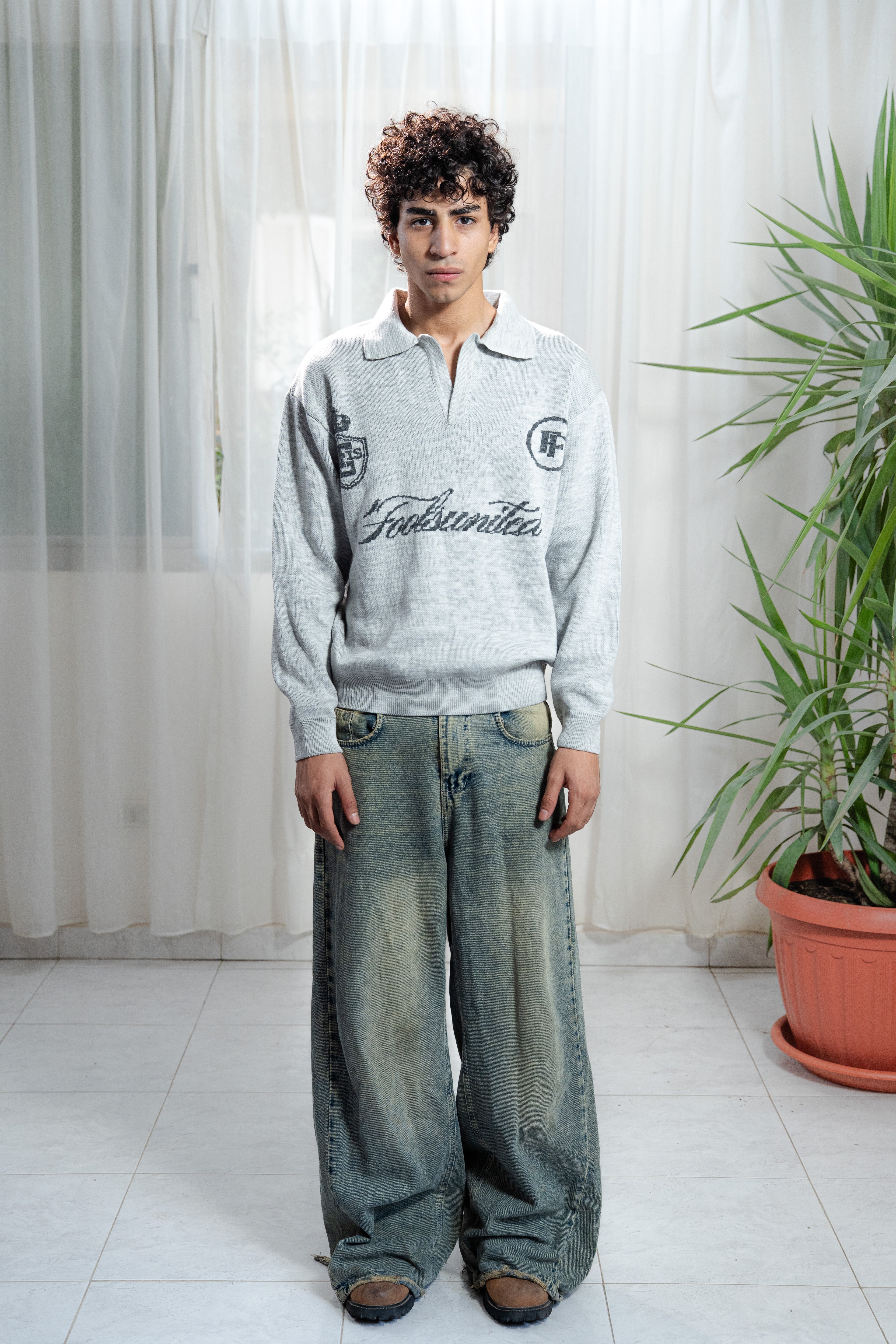 Misfit Knit Polo – GRAY