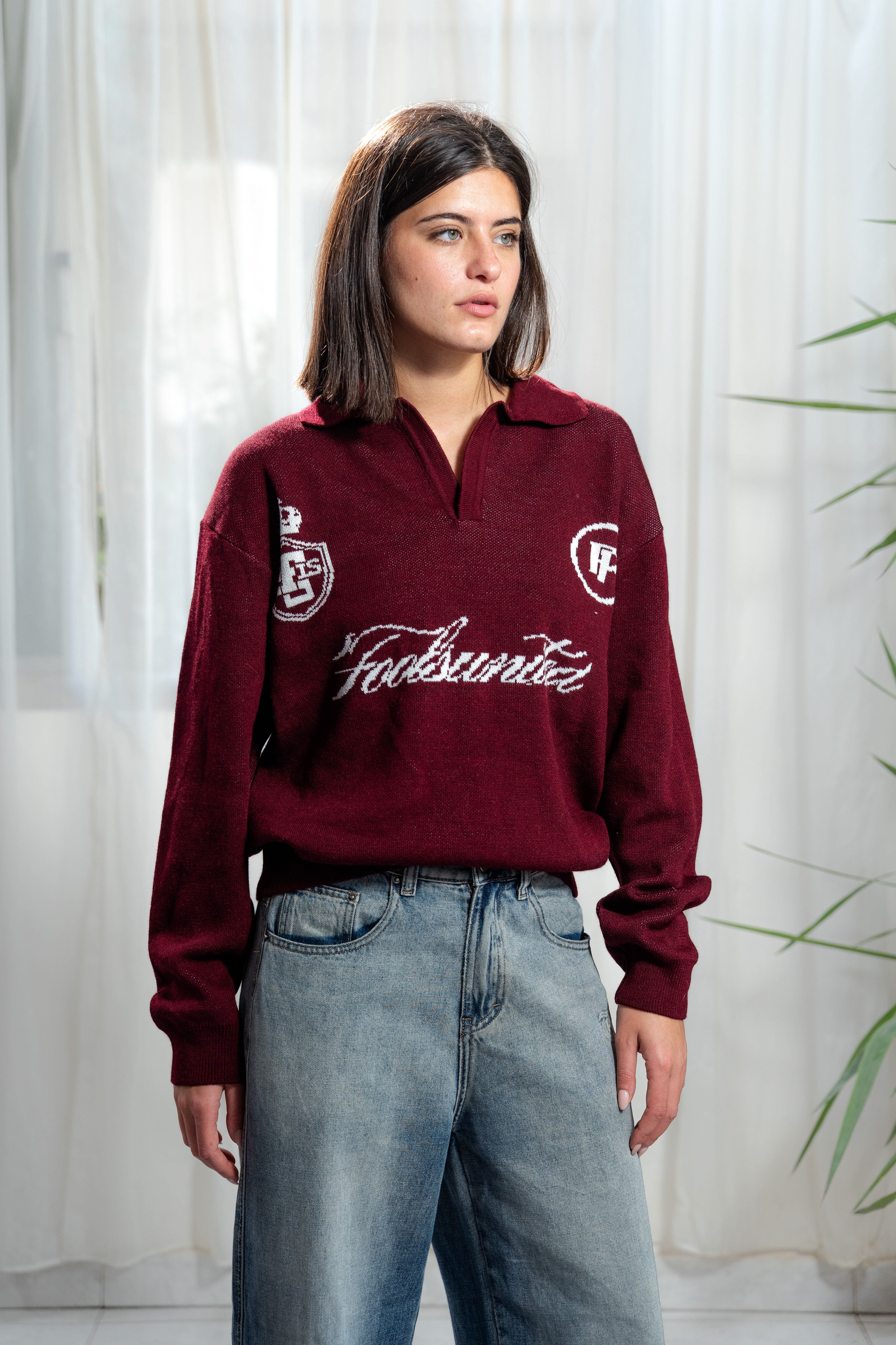 Misfit Knit Polo – BURGANDY