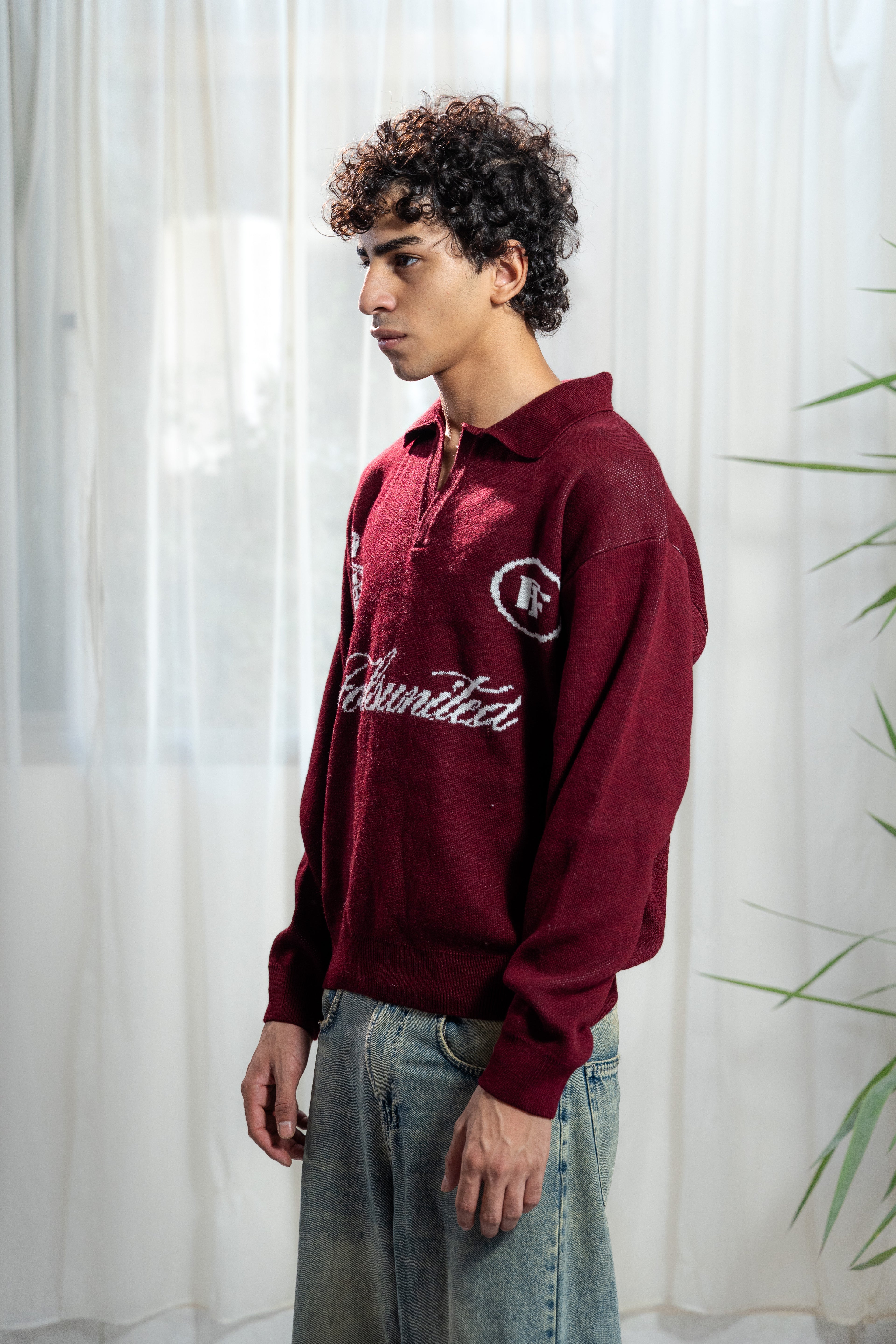 Misfit Knit Polo – BURGANDY