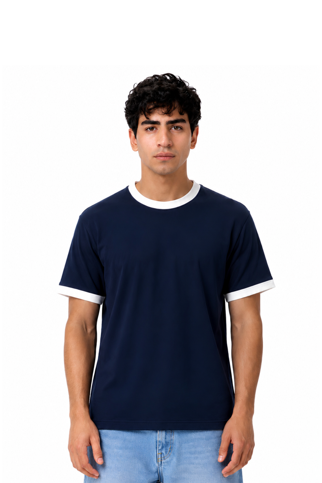 CONTRAST TRIM TEE - NAVY