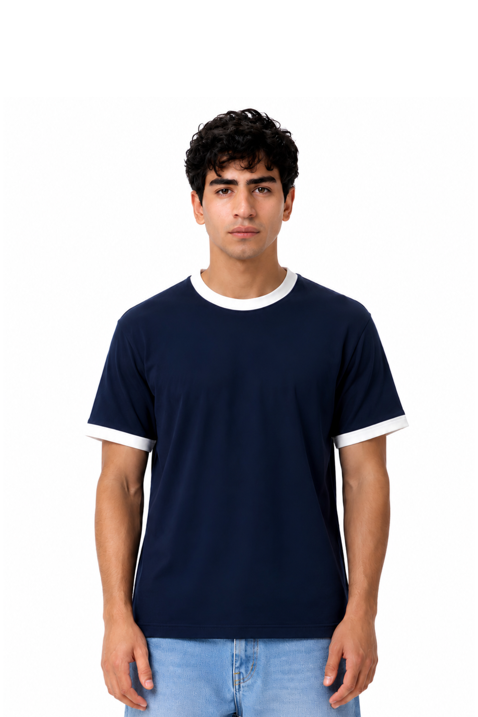 CONTRAST TRIM TEE - NAVY