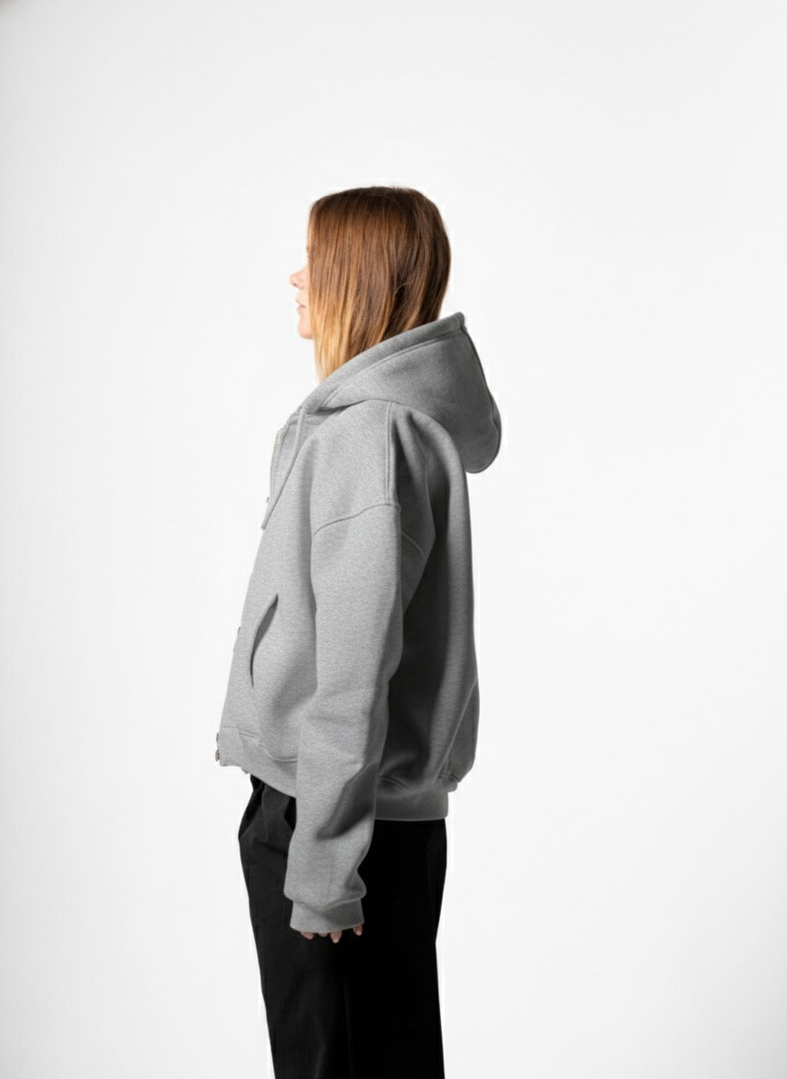 GRAY ZIPUP